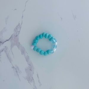 Super cute handmade teal and glass beaded ring.